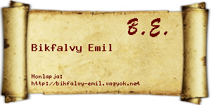 Bikfalvy Emil névjegykártya